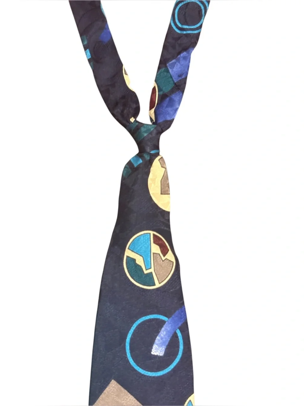 Vintage 100% Silk Geometric Abstract Retro Necktie